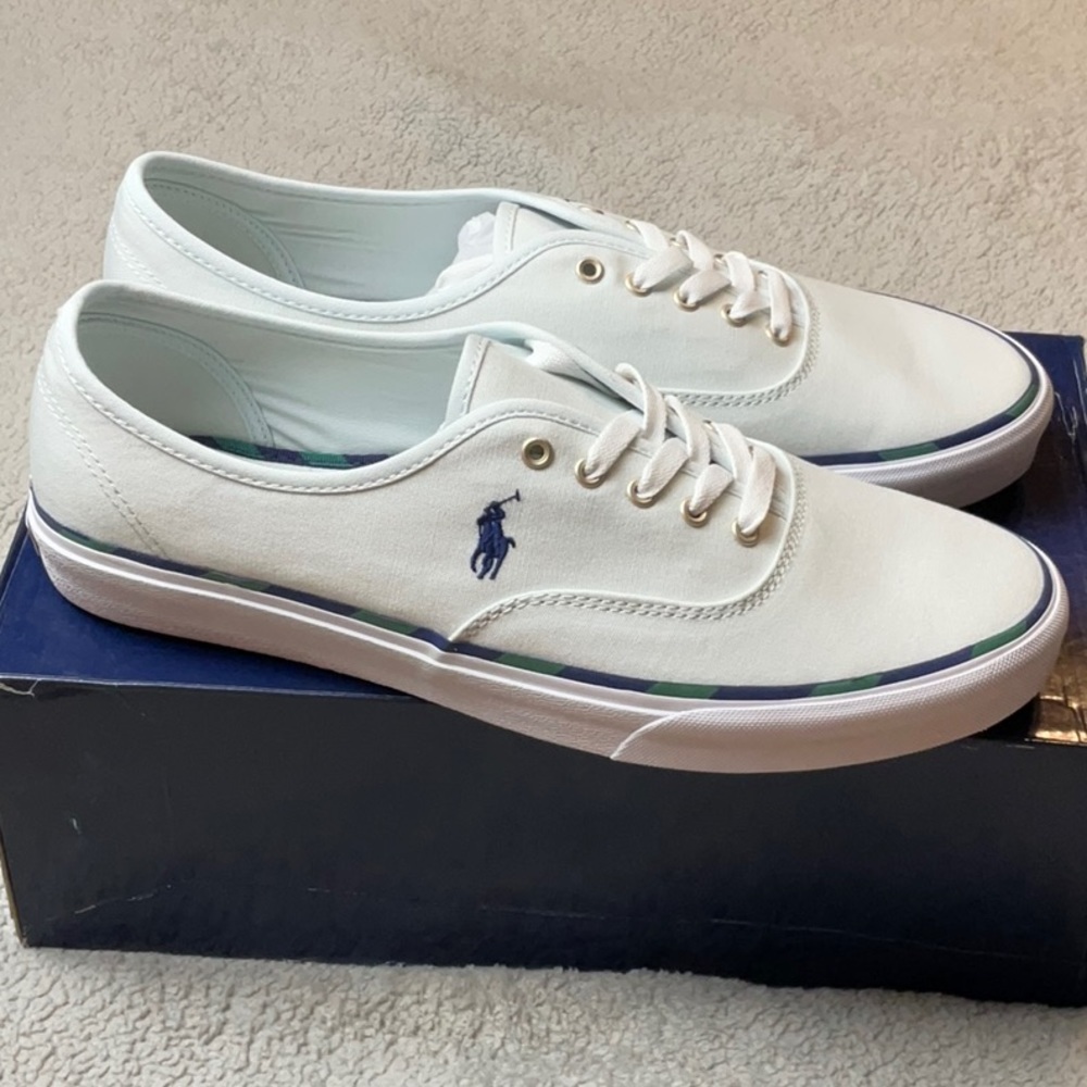 Polo Ralph Lauren Men’s Low Top Preppy Casual Sneakers Keaton Pony Light Blue
